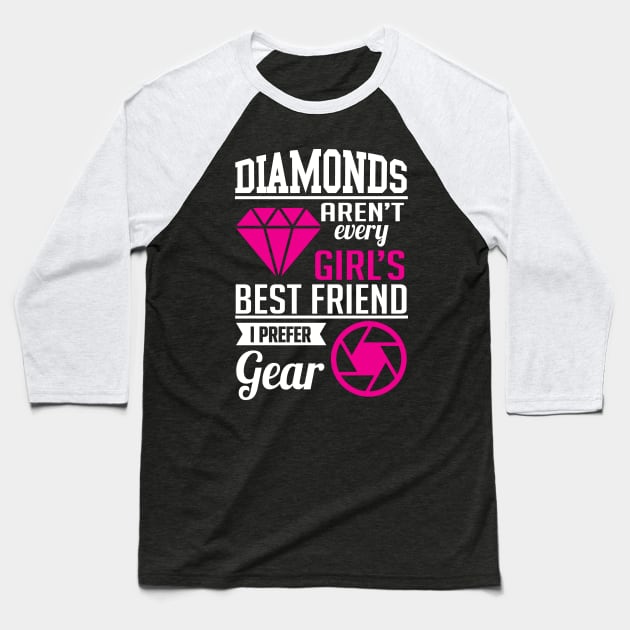 Diamonds photographer gear (white) Baseball T-Shirt by nektarinchen